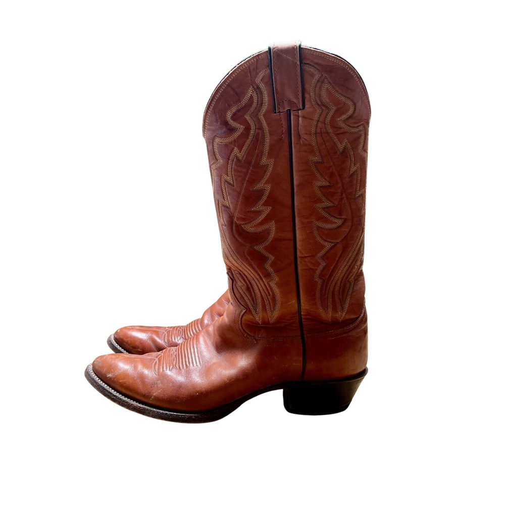 Justin Vintage Mens 10 B Brown Leather Western Cowboy Boots Style 1967 USA Made